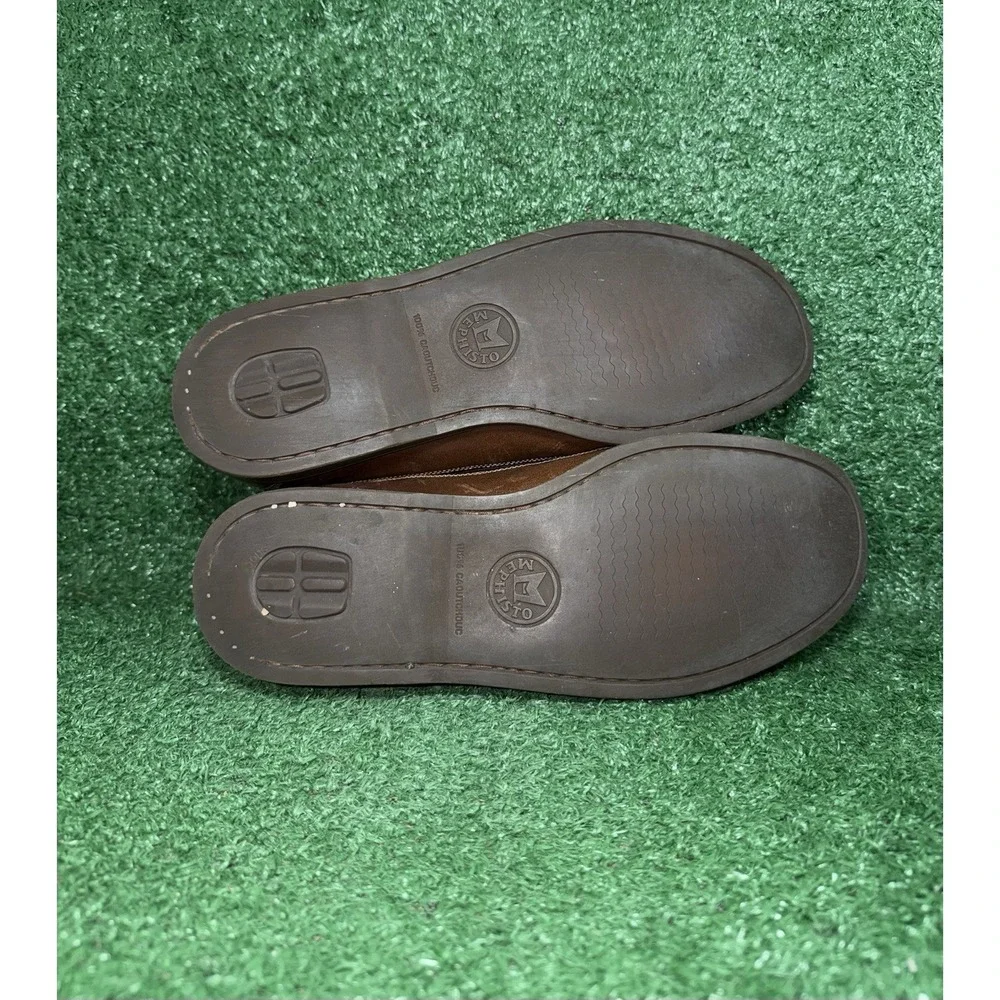MEPHISTO Men Size 9.5 Brown Leather Hurrikan Boat Shoes Slip‎ On Luxury Sneakers